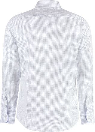 Bastoncino Mens Printed Cotton Shirt White