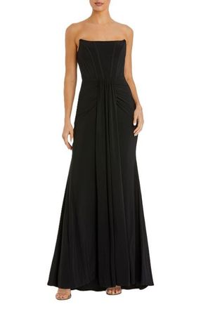Mac Duggal Strapless Sweetheart Jersey Gown With Waist Detail in Black at Nordstrom, Size 12