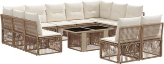 vidaXL Conjunto De Sof&aacute;s De Jard&iacute;n 12 Uds. Beige Rat&aacute;n Sint&eacute;tico Vidaxl