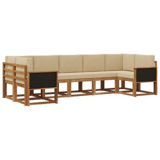 vidaXL Conjunto De Sof&aacute;s De Exterior Con Coj&iacute;n 7 Pcs Natural Y Beige Vidaxl