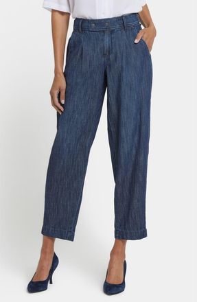 NYDJ Pleated High Waist Balloon Trouser Jeans in La Mer at Nordstrom, Size 16