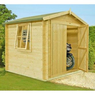 Shires Bradley Log Cabin Home Office Garden Room Approx 9 x 9 Feet in Light Brown