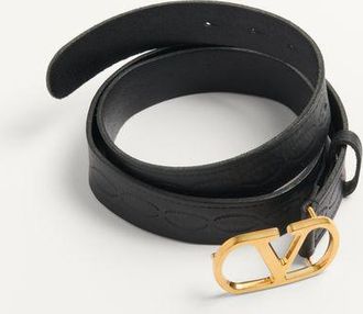 Valentino Garavani Cintura Vlogo Signature In Vitello 30 Mm Uomo NERO 095