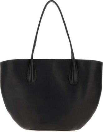The Row Black Leather Alger Shopping Bag