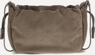 Brunello Cucinelli Borsa a Spalla in camoscio con Precious Chain Woman UNI