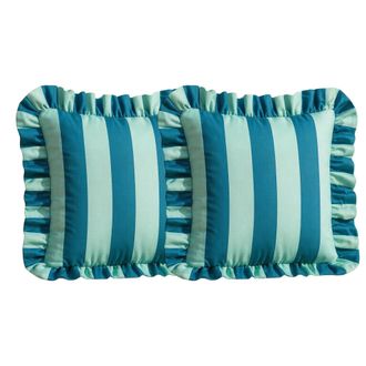 OEM Par De Fundas De Almohada A Rayas Con Cremallera - Verde