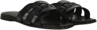 Summum Geweven leren slippers - Dames - Sandalen - Zwart - 36 EU - Leer - Schoenen