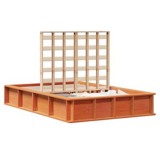 Berkfield Home Beautiful Bed Frame with Storage Wax brown 140 x 200 cm Solid Pin in Tan