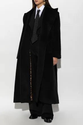 Dolce & Gabbana Belted Wool Coat, Womens, Black