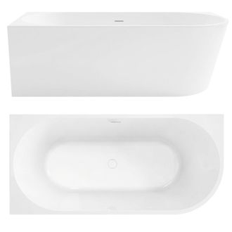 Rea Ba&ntilde;era De Esquina Rea Bellanto 160 White Lewa With Brushed Copper Plug Cap