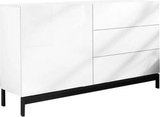 Dmora Credenza moderna a 1 anta e 3 cassetti, Made in Italy, Madia da cucina, Buffet di design da soggiorno, con piedini, cm 110x40h47, colore Antracite