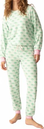 PJ Salvage Peachy Party Band Pant In Spring Green