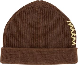 Marni Luxe Bruine Wol Beanie - Heren - Hoeden - Bruin - M - Wol - Accessoires