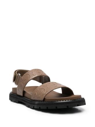 Ferragamo Debossed Logo Sandals - Brown