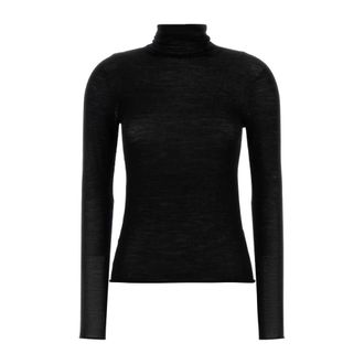 Carven Turtlenecks, female, Black, Size: XS Sheer Turtleneck Knit