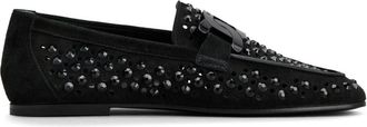 Tod's Kate rhinestone-embellished suede loafers - women - Suede/Leather/Rubber - 39.5 - Black