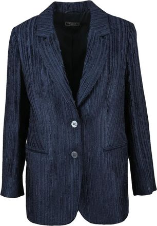 PESERICO Velvet Textured Jacket with Notched Lapel and Button Closure