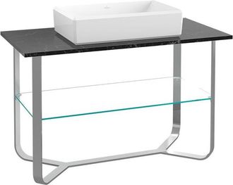 Villeroy & Boch Losa De M&aacute;rmol Villeroy & Boch Antheus Con Marco De Acero Inoxidable B06401, 1200 X 750 X 570 Mm, De Pie, Agujero Para Grifo, Color: Ner&oacute;n Marquina - 