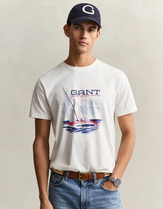 GANT Mens GANT Mens Short Sleeve G-Badge T-Shirt - 433 Evening Blue - Navy - Size: 42