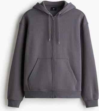 H&M Loose Fit Zip-through Hoodie in Dark Gray at Nordstrom, Size Xx-Large