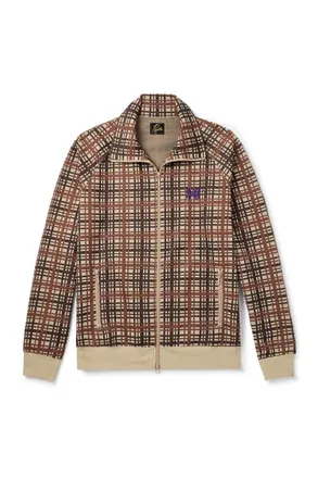Needles Logo-Embroidered Checked Jacquard-Knit Track Jacket