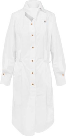 Vivienne Westwood Kleedjes, Dames, Wit, M, Katoen, Drunken Shirt Dress