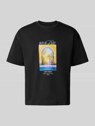 Jack & Jones T-Shirt mit Motiv-Print Modell SANREMO in Black, Gr&ouml;&szlig;e XXL