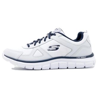 Skechers Mens Track Scloric Oxford, White Leather Mesh Pu Navy Trim, 10.5 UK