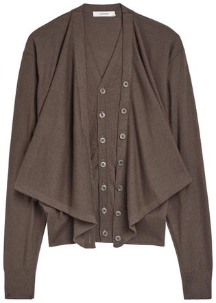 Christophe Lemaire Trompe Loeil Wool-blend Cardigan - Brown - Xxs (UK4 / Xxs)