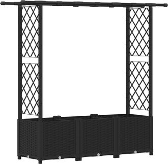 vidaXL Cama Elevada Con Trellis Y Techo Negro 162,5 X 40 X 136 Cm Pp Vidaxl