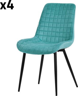 ML Design Sillas de comedor, set de 4, petróleo, terciopelo