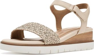 Easy Spirit Edythe Womens Wedge Shoes Soft Cream/Gold : 7.5 W (D), Faux Leather