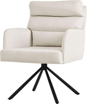 ML Design Ml-design - Sedia da Pranzo Girevole Beige Sedia da Soggiorno con Braccioli e Schienale Poltroncina Girevole Posizione Auto Poltrona Imbottita con