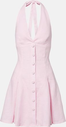 Faithfull The Brand Murano halterneck linen minidress