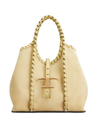 Tod's mini T Timeless braided pendant tote bag - women - Calf Leather - One Size - Yellow