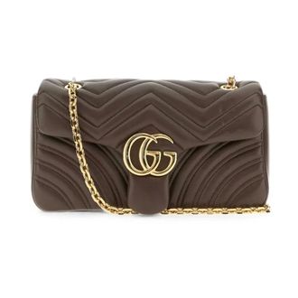 Gucci Tassen, Dames, Beige, ONE Size, Leer, GG Marmont medium schoudertas