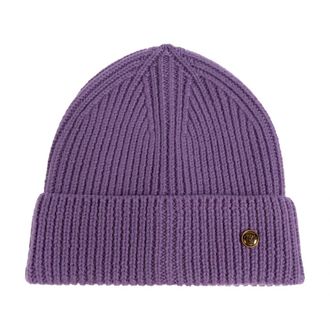 Versace Ribbed Wool Beanie - Dames - Hoeden - Paars - ONE Size - Wol - Accessoires