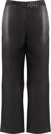Max Mara Ode Broeken - Dames - Wijde Broeken - Zwart - M - Leer - Broeken