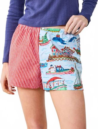 Printfresh Sugar Plum Bradshaw Boxer Shorts In Ferry Blue Sailboat