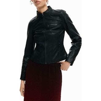 Desigual Faux Leather Jacket in Black at Nordstrom, Size X-Large
