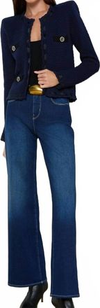 L'agence Astor Grosgrain Trimmed Cardigan Jacket In Midnight