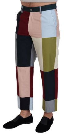 Dolce & Gabbana Mens Multicolor Cotton Patchwork Pants Elastane