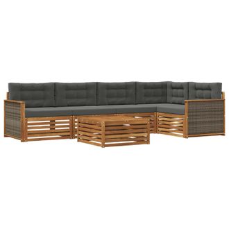 vidaXL Conjunto De Sof&aacute;s De Exterior 6 Pcs Natural Y Antracita Vidaxl