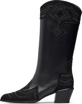 Loriblu Texan-stijl Laarzen - Dames - Cowboylaarzen - Zwart - 39 EU - Leer - Schoenen