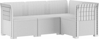 vidaXL Sof&aacute; De Jard&iacute;n Para 4 Personas Estilo Rattan Pp Blanco Vidaxl