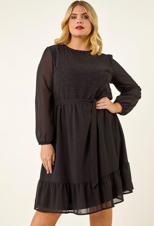 Roman Hotfix Tie Waist Dress