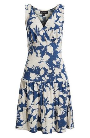 Connected Print Wrap Front Flare Dress in Demin at Nordstrom, Size 12