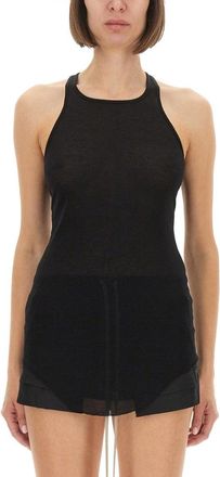 Rick Owens Ribbed Racerback Tank Top In Fabric Blend