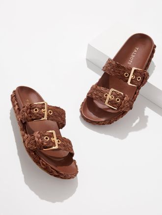 Talbots Morgan Braided Raffia Slides - Hickory Brown - 10 1/2 M Talbots