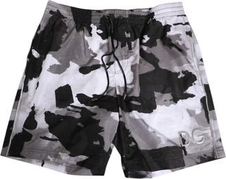 Dolce & Gabbana Black White Camouflage DG Logo Men Mens Swimwear
